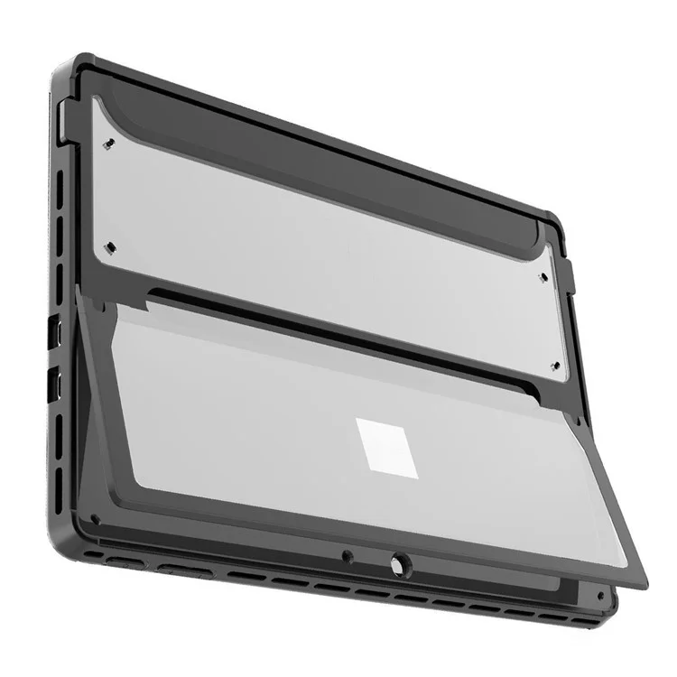 For Microsoft Surface Pro 9 Tablet Case Protective Rugged Back Cover with Kickstand - Black+Transparent