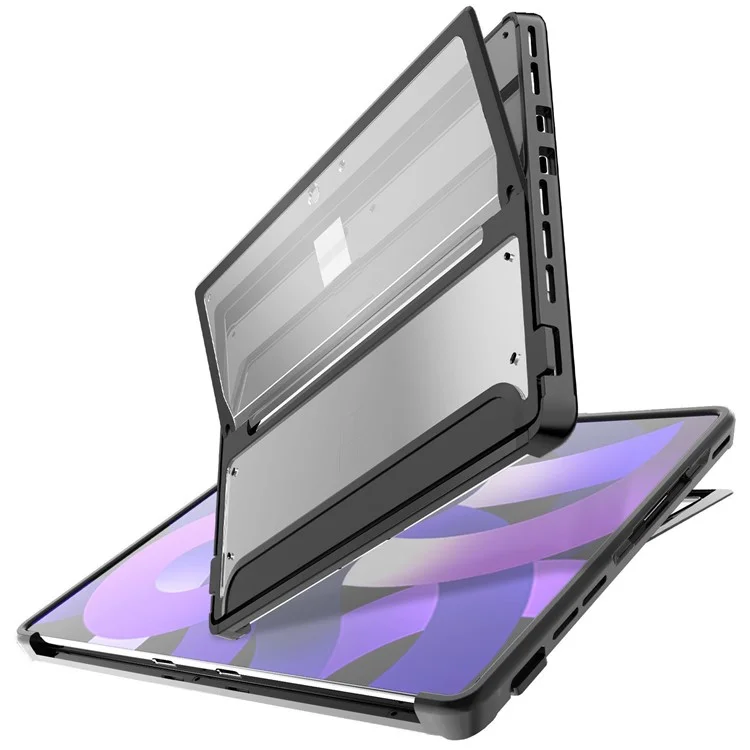 Für Microsoft Surface Pro 9 Tablet-Schutzhülle, schützendes robustes Rückenteil mit Ständer - Schwarz+Transparent