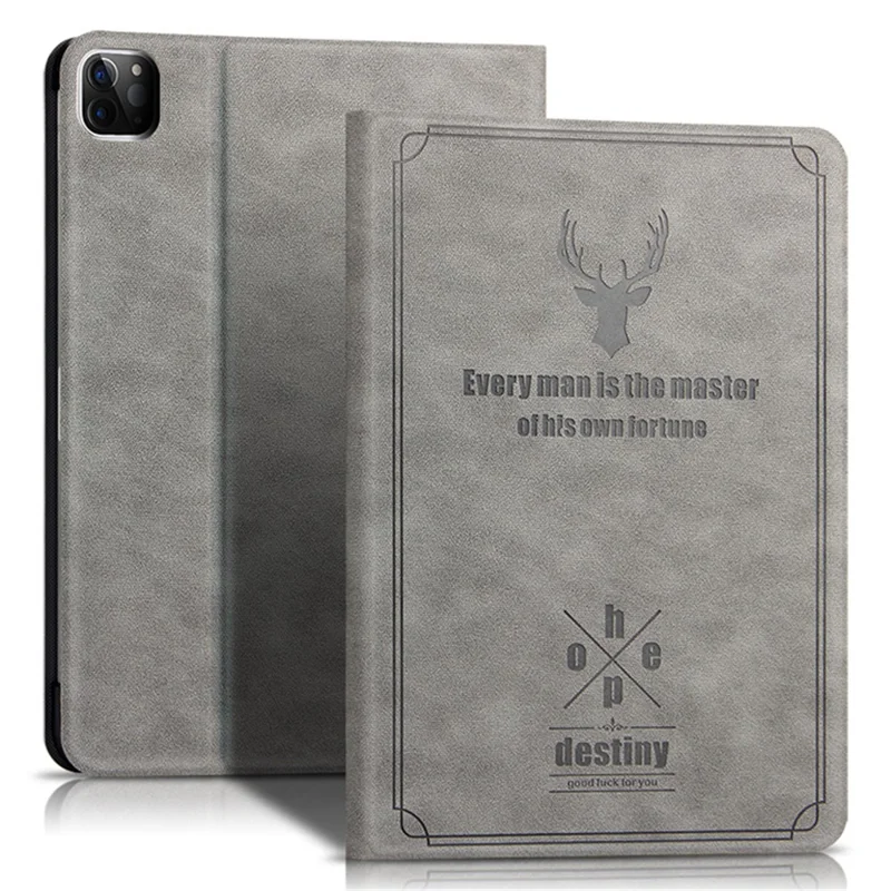 For iPad Pro 11 (2020) / (2021) / (2022) Stand Tablet Case PU Leather Anti-drop Tablet Cover - Grey