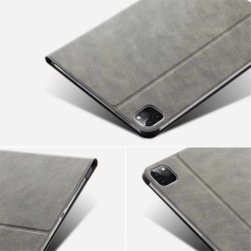 For iPad Pro 11 (2020) / (2021) / (2022) Stand Tablet Case PU Leather Anti-drop Tablet Cover - Grey