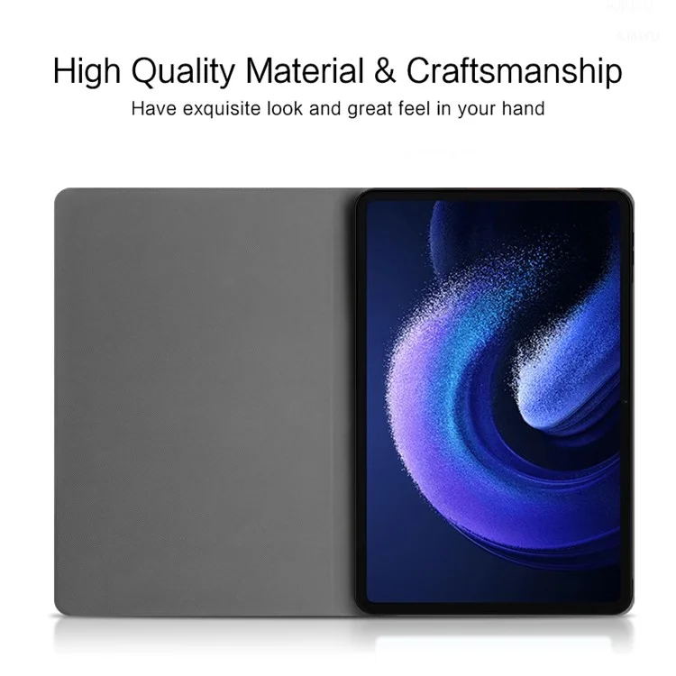 For Xiaomi Pad 6 PU Leather Tablet Case Full Protection Stand Tablet Cover - Grey