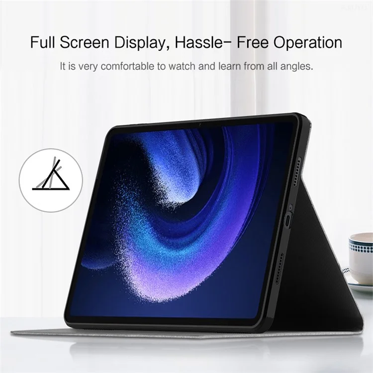 For Xiaomi Pad 6 PU Leather Tablet Case Full Protection Stand Tablet Cover - Grey