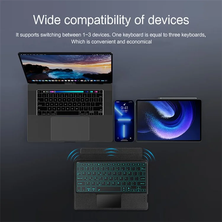Para Xiaomi Pad 6 Funda de Cuero + Teclado Bluetooth con Trackpad Retroiluminado