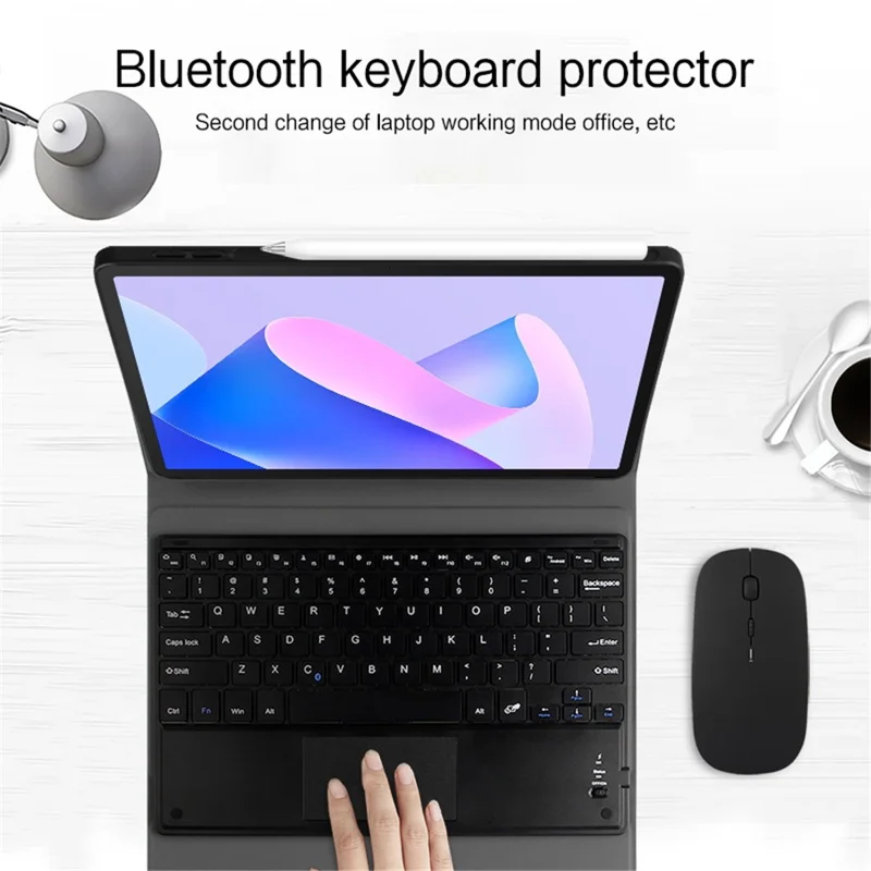 JIUYU para Huawei MatePad 11 (2023) Teclado desmontable con conector Bluetooth y carcasa de cuero con soporte - Azul