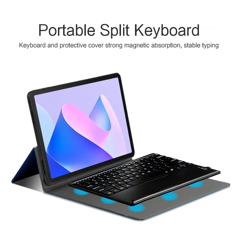 JIUYU para Huawei MatePad 11 (2023) Teclado desmontable con conector Bluetooth y carcasa de cuero con soporte - Azul