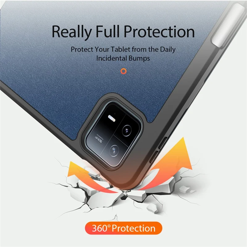 DUX DUCIS Domo Series per Xiaomi Pad 6 / Pad 6 Pro Custodia per Tablet in Pelle PU con Supporto Triplo Pieghevole e Copertura Intelligente - Blu