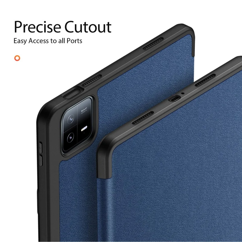 DUX DUCIS Domo Series per Xiaomi Pad 6 / Pad 6 Pro Custodia per Tablet in Pelle PU con Supporto Triplo Pieghevole e Copertura Intelligente - Blu