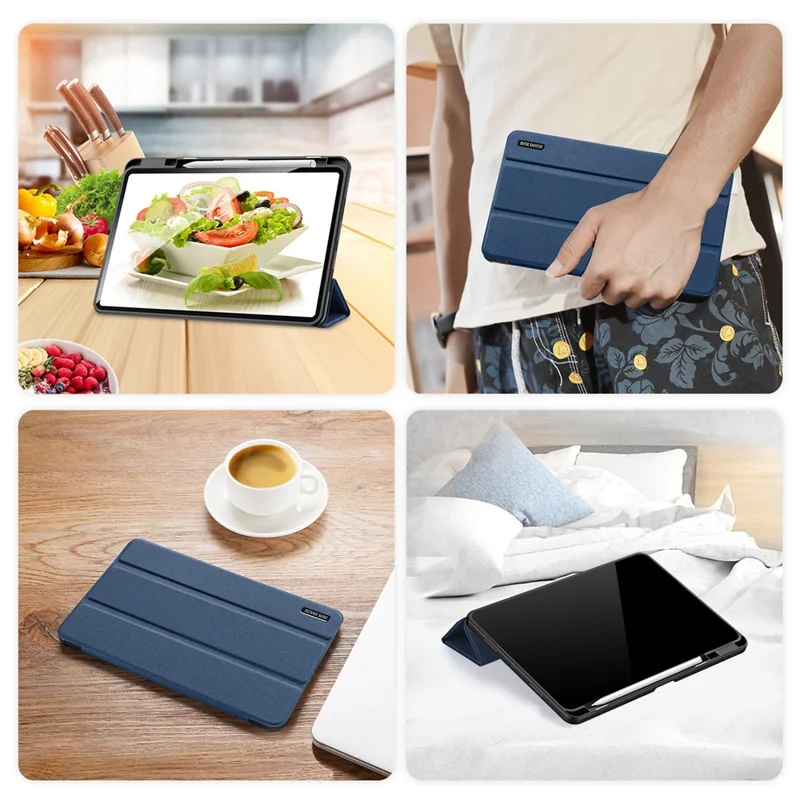 DUX DUCIS Domo Series per Xiaomi Pad 6 / Pad 6 Pro Custodia per Tablet in Pelle PU con Supporto Triplo Pieghevole e Copertura Intelligente - Blu