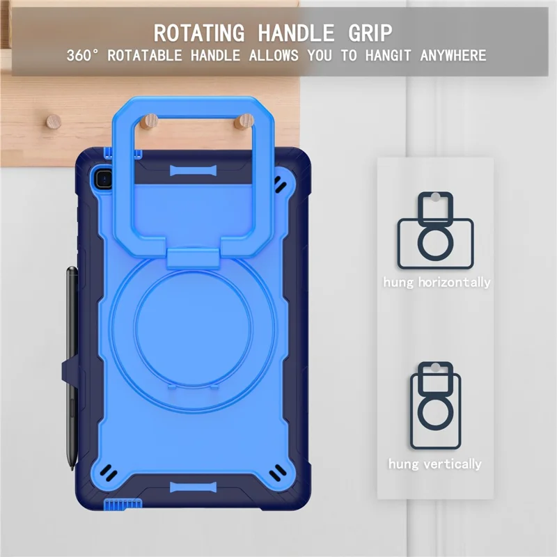 Case de Tabletas Para Samsung Galaxy Tab S6 Lite P610 P615 / Tab S6 Lite (2022) P613 P617 P619, Silicona+pc Kickstand Cover Rugged - Azul Marino+azul