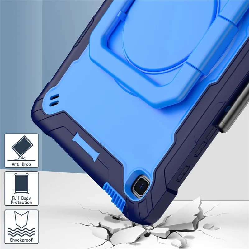 Para Samsung Galaxy Tab S6 Lite (2024) / S6 Lite (2022) / S6 Lite (2020) SM-P610 P615 P613 P617 P619 Funda con soporte de silicona+PC - Azul marino+Azul