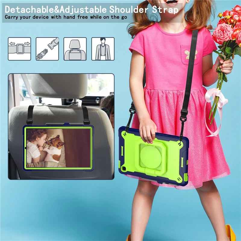 Para Samsung Galaxy Tab S6 Lite (2024) / S6 Lite (2022) / S6 Lite (2020) SM-P610 P615 P613 P617 P619 Capa de Silicone+PC - Azul Marinho+Amarelo-Verde