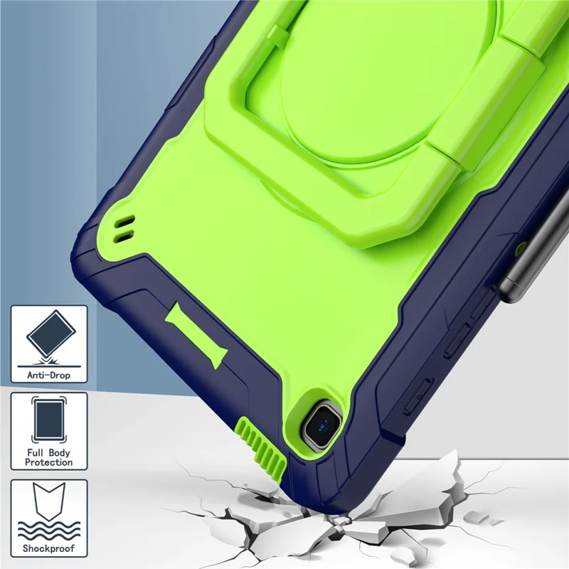 Para Samsung Galaxy Tab S6 Lite (2024) / S6 Lite (2022) / S6 Lite (2020) SM-P610 P615 P613 P617 P619 Capa de Silicone+PC - Azul Marinho+Amarelo-Verde