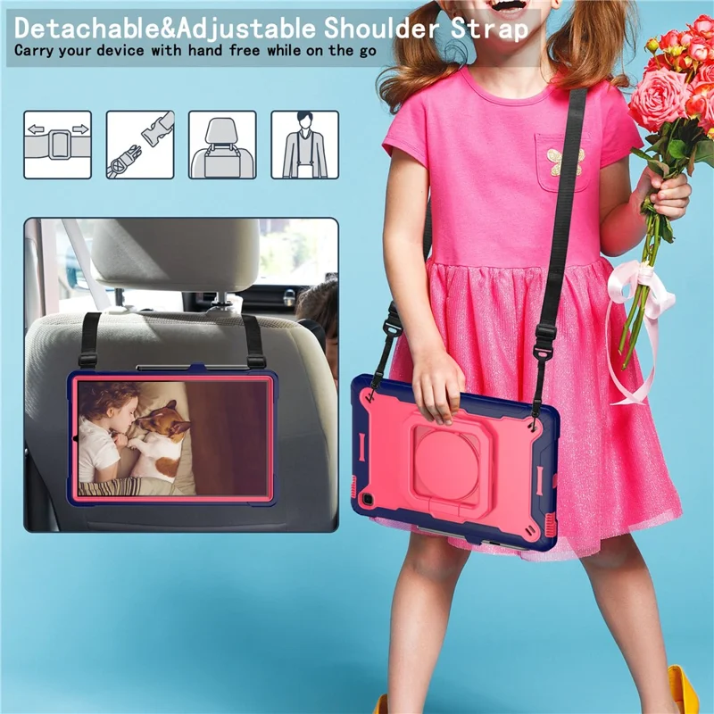 Per Samsung Galaxy Tab S6 Lite (2024) / S6 Lite (2022) / S6 Lite (2020) SM-P610 P615 P613 P617 P619 Custodia in silicone+PC - Navy Blue+Rose