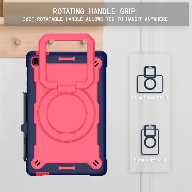Per Samsung Galaxy Tab S6 Lite (2024) / S6 Lite (2022) / S6 Lite (2020) SM-P610 P615 P613 P617 P619 Custodia in silicone+PC - Navy Blue+Rose