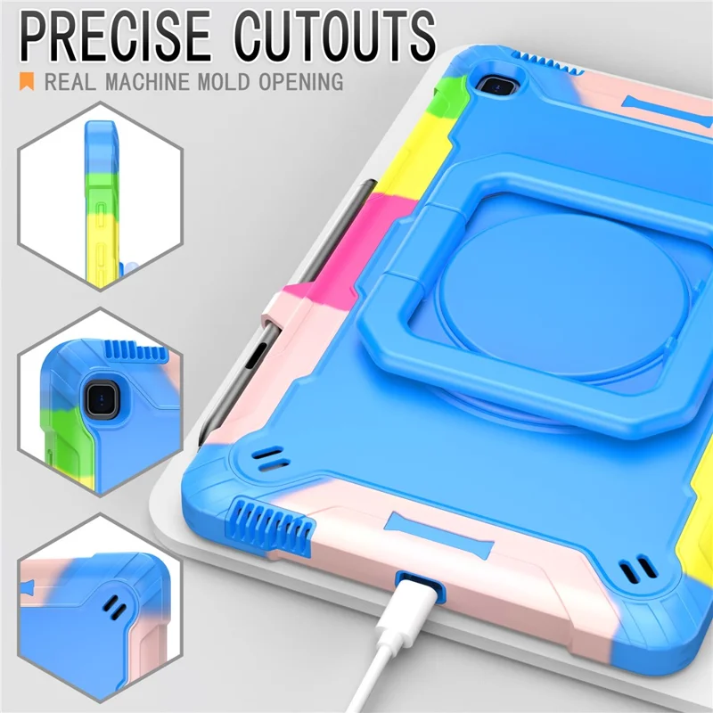 Pour Samsung Galaxy Tab S6 Lite (2024) / S6 Lite (2022) / S6 Lite (2020) SM-P610 P615 P613 P617 P619 Coque Silicone+PC - Arc-en-ciel+Bleu