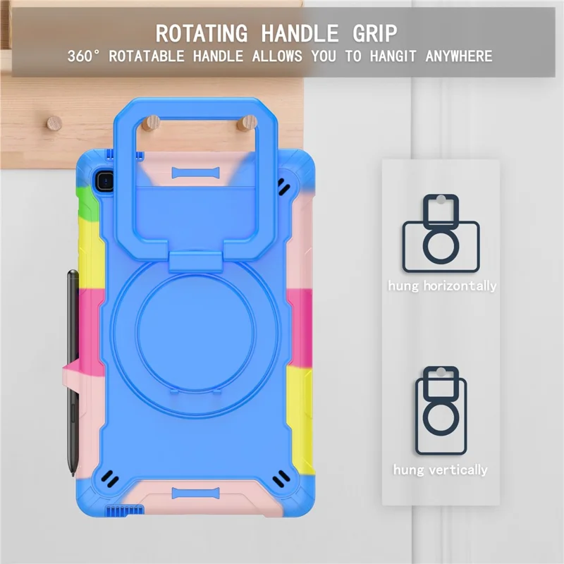 Pour Samsung Galaxy Tab S6 Lite (2024) / S6 Lite (2022) / S6 Lite (2020) SM-P610 P615 P613 P617 P619 Coque Silicone+PC - Arc-en-ciel+Bleu