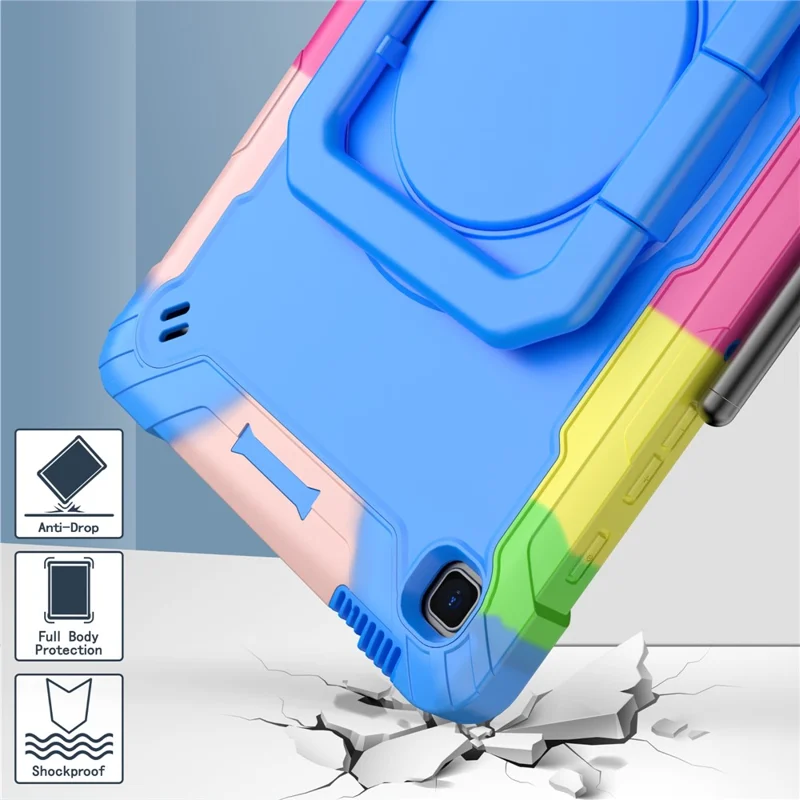 Pour Samsung Galaxy Tab S6 Lite (2024) / S6 Lite (2022) / S6 Lite (2020) SM-P610 P615 P613 P617 P619 Coque Silicone+PC - Arc-en-ciel+Bleu