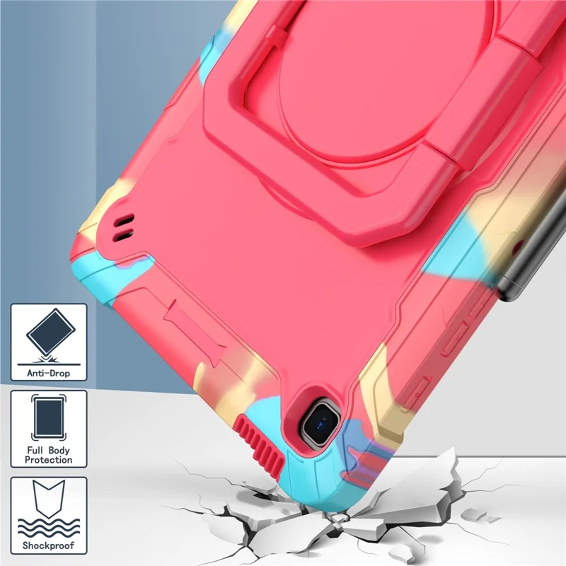 For Samsung Galaxy Tab S6 Lite (2024) / S6 Lite (2022) / S6 Lite (2020) SM-P610 P615 P613 P617 P619 Silicone+PC Cover - Rainbow+Rose