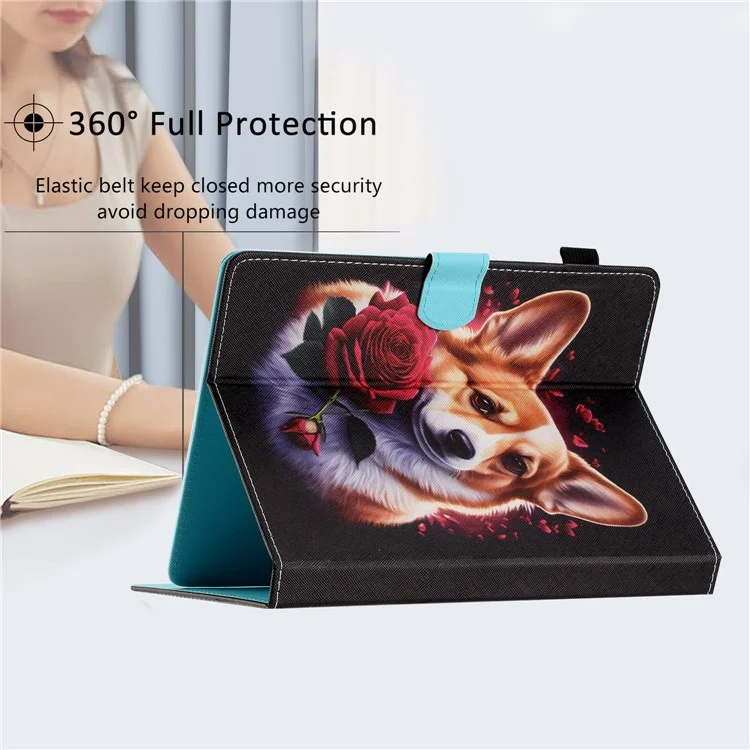 7-inch Universal Tablet Case PU Leather Pattern Stand Card Holder Protective Cover - Dog