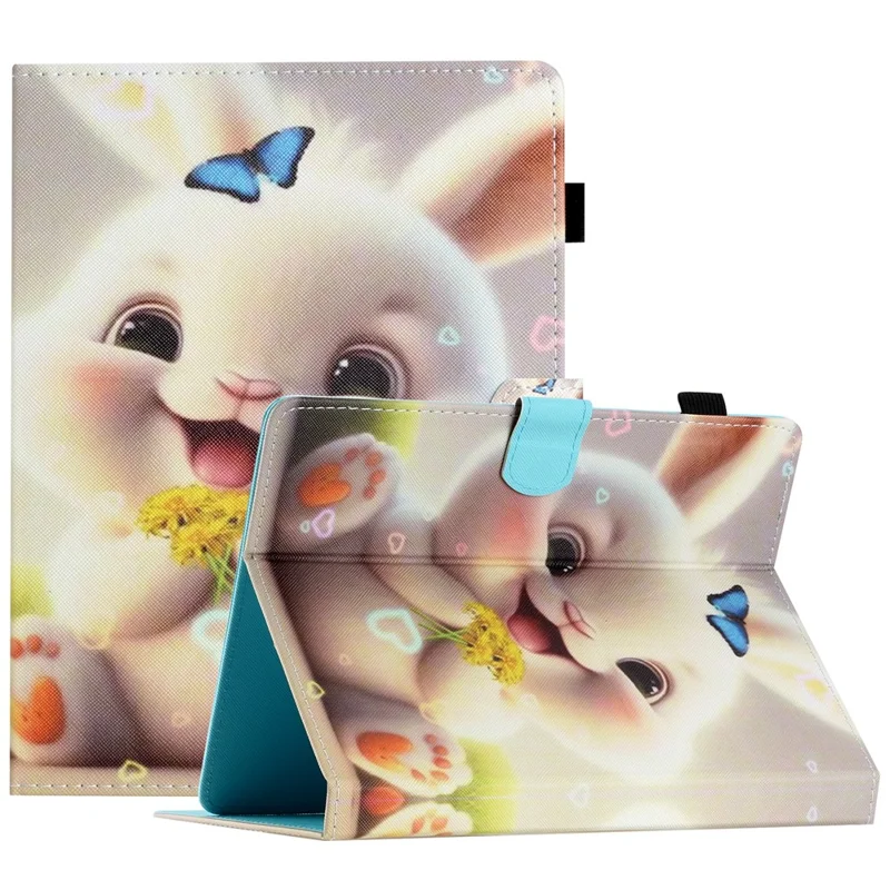 7-inch Universal Tablet Case PU Leather Pattern Stand Card Holder Protective Cover - Rabbit