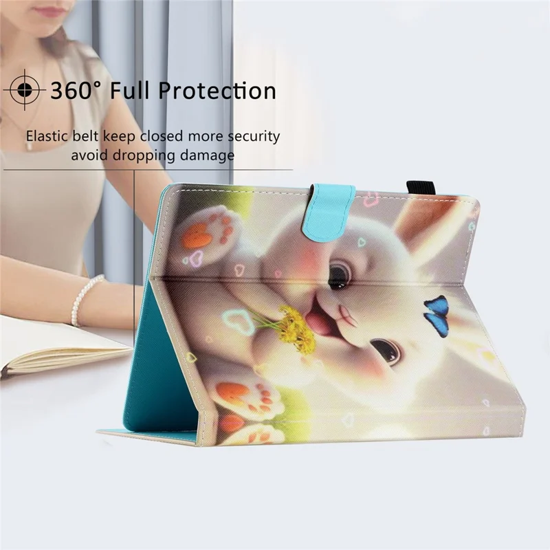 7-inch Universal Tablet Case PU Leather Pattern Stand Card Holder Protective Cover - Rabbit