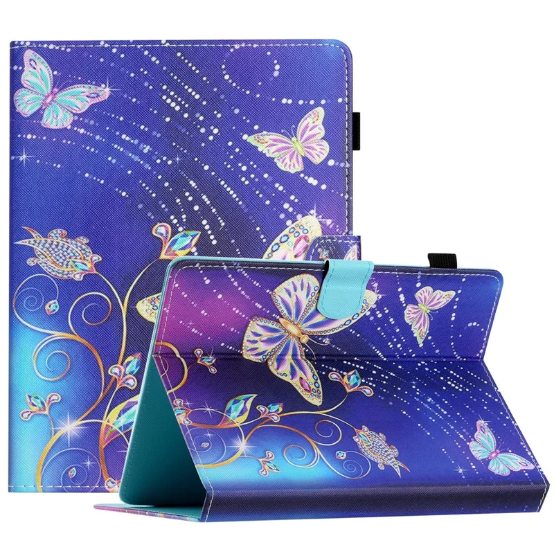 Universal Case for 10-inch Tablet, PU Leather Stand Card Holder Pattern Tablet Cover - Butterfly