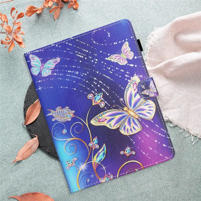 Universal Case for 10-inch Tablet, PU Leather Stand Card Holder Pattern Tablet Cover - Butterfly