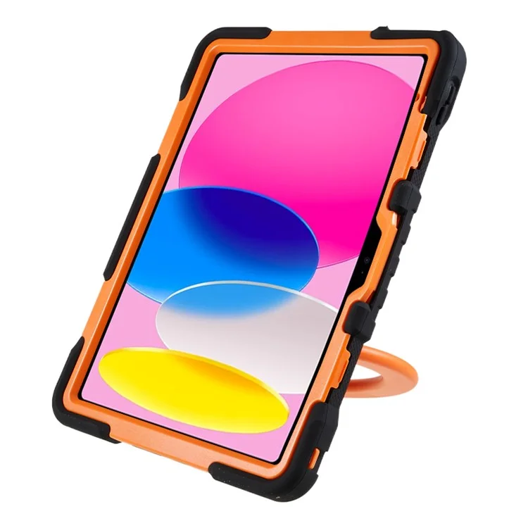 PEPKOO For iPad 10.9 (2022) Tablet Case 360 Degree Rotation Kickstand Silicone+PC+ABS Tablet Cover - Orange