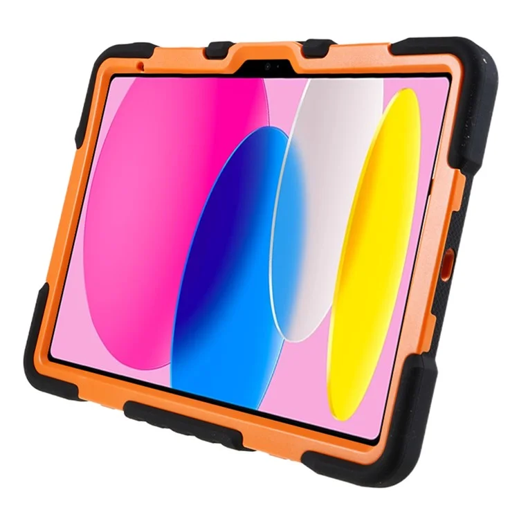 PEPKOO For iPad 10.9 (2022) Tablet Case 360 Degree Rotation Kickstand Silicone+PC+ABS Tablet Cover - Orange