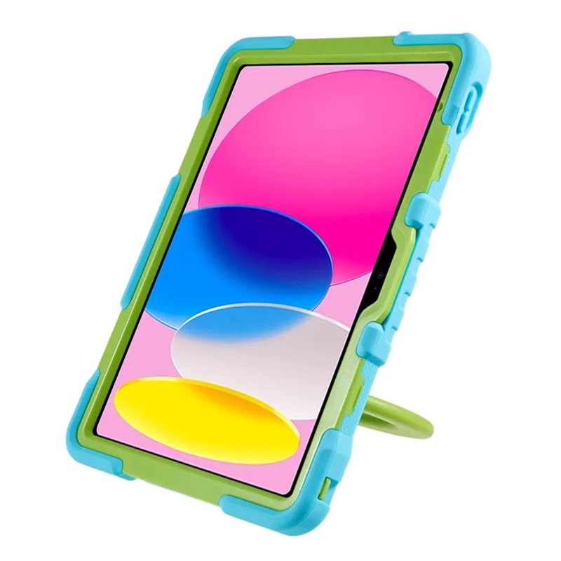 PEPKOO For iPad (2025) / 10.9 (2022) Tablet Case 360 Degree Rotation Kickstand Silicone+PC+ABS Tablet Cover - Blue