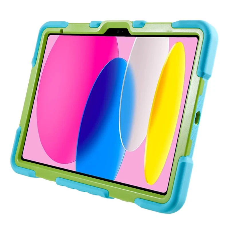 PEPKOO For iPad (2025) / 10.9 (2022) Tablet Case 360 Degree Rotation Kickstand Silicone+PC+ABS Tablet Cover - Blue