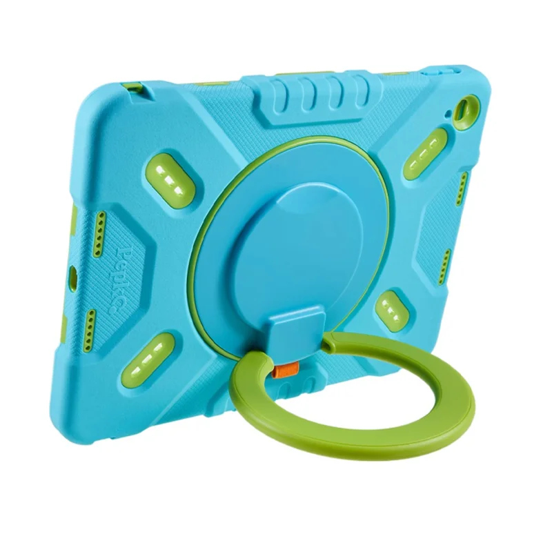 PEPKOO For iPad (2025) / 10.9 (2022) Tablet Case 360 Degree Rotation Kickstand Silicone+PC+ABS Tablet Cover - Blue