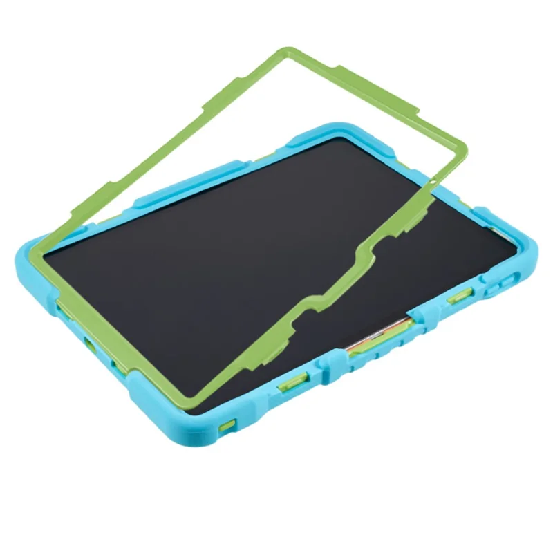 PEPKOO For iPad (2025) / 10.9 (2022) Tablet Case 360 Degree Rotation Kickstand Silicone+PC+ABS Tablet Cover - Blue