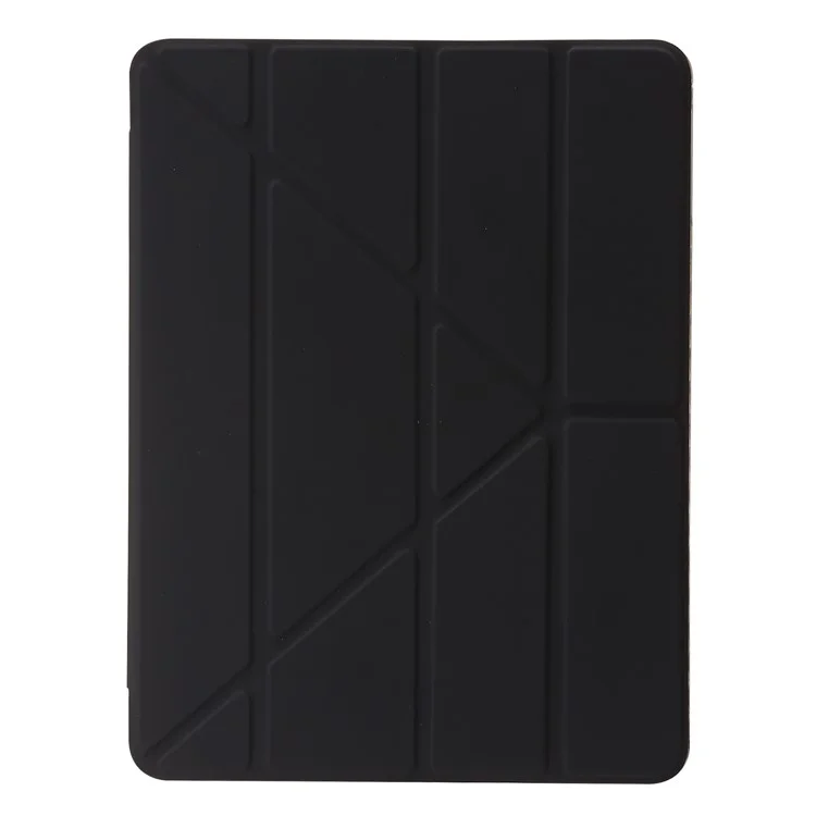 Para Ipad Air (2013) / Air 2 / Ipad 9.7 Pulgadas (2017) /(2018) Cuero+caja de Tableta Acrílica Transparente Origami Tri Fold Stand Cubierta - Negro