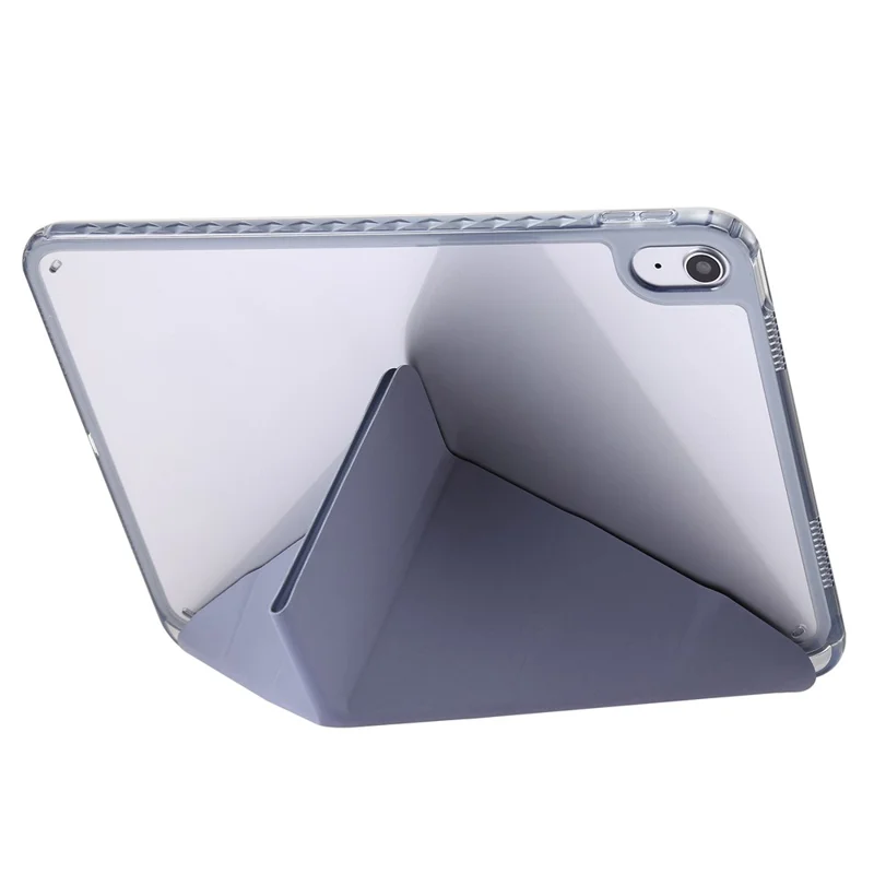 Support pliant en origami pour tablette pour iPad 10.9 (2022), étui en cuir PU + acrylique transparent - Violet 