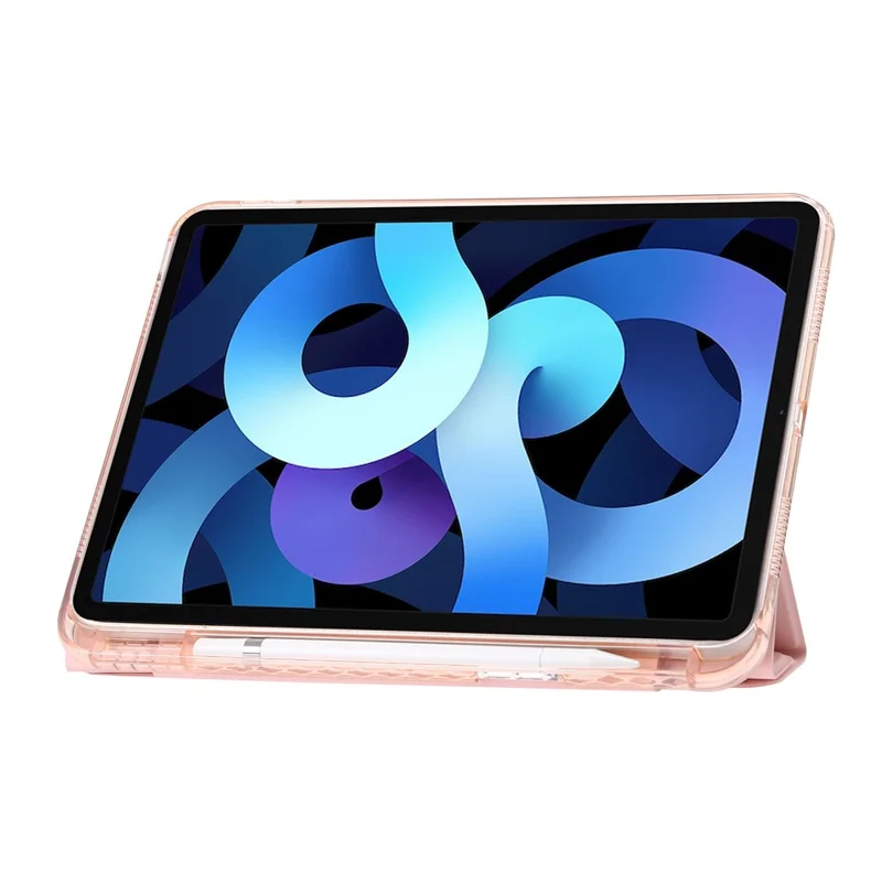 Support pliant en origami pour tablette pour iPad 10.9 (2022), étui en cuir PU + acrylique transparent - Violet 
