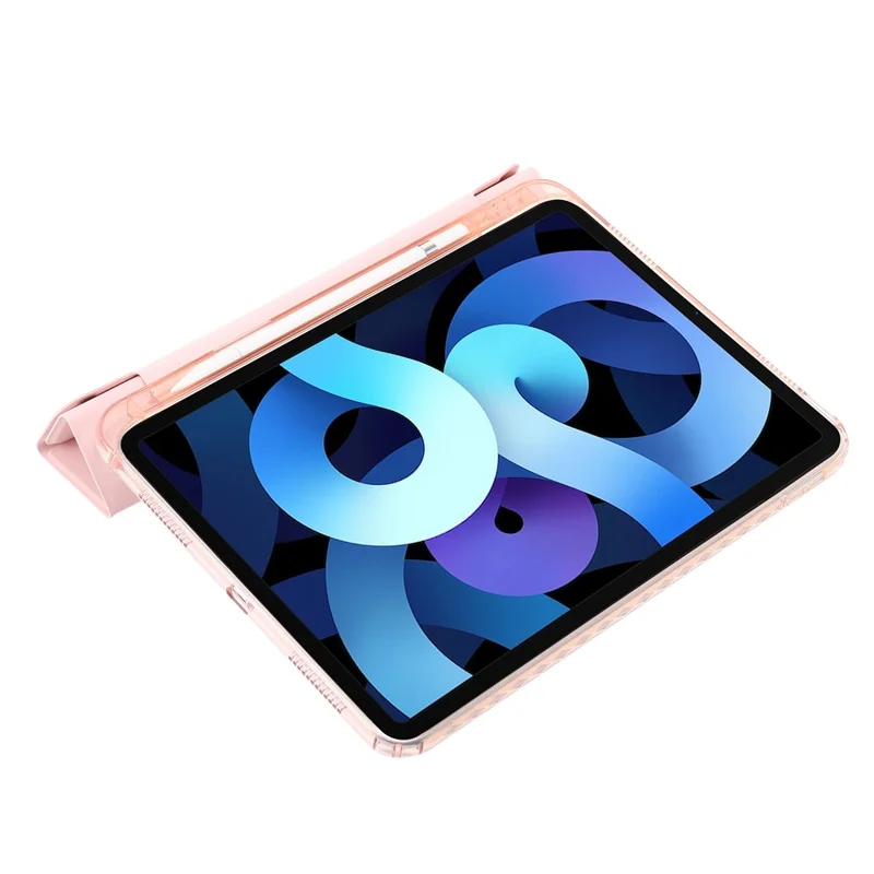 Support pliant en origami pour tablette pour iPad 10.9 (2022), étui en cuir PU + acrylique transparent - Violet 