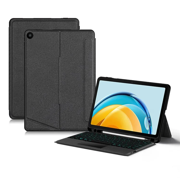 Para Funda de Cuero Huawei MatePad SE de 10.4 pulgadas + Teclado Bluetooth con Retroiluminación y Trackpad - Negro