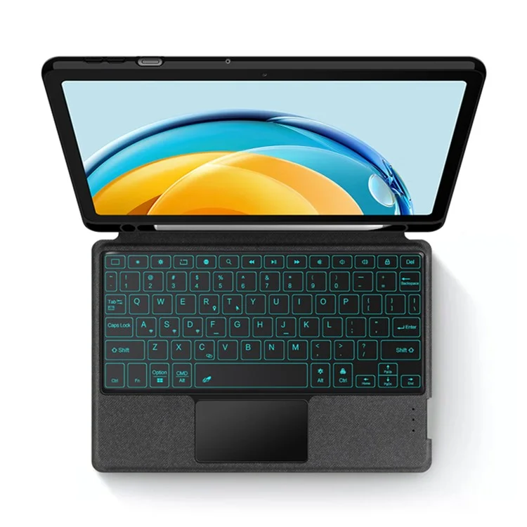 Para Funda de Cuero Huawei MatePad SE de 10.4 pulgadas + Teclado Bluetooth con Retroiluminación y Trackpad - Negro