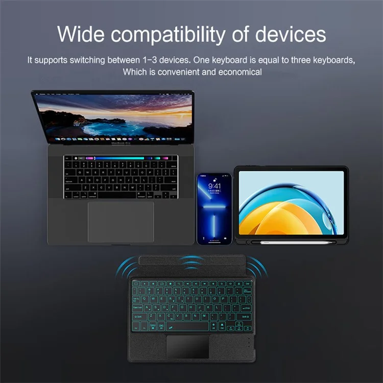 Para Funda de Cuero Huawei MatePad SE de 10.4 pulgadas + Teclado Bluetooth con Retroiluminación y Trackpad - Negro