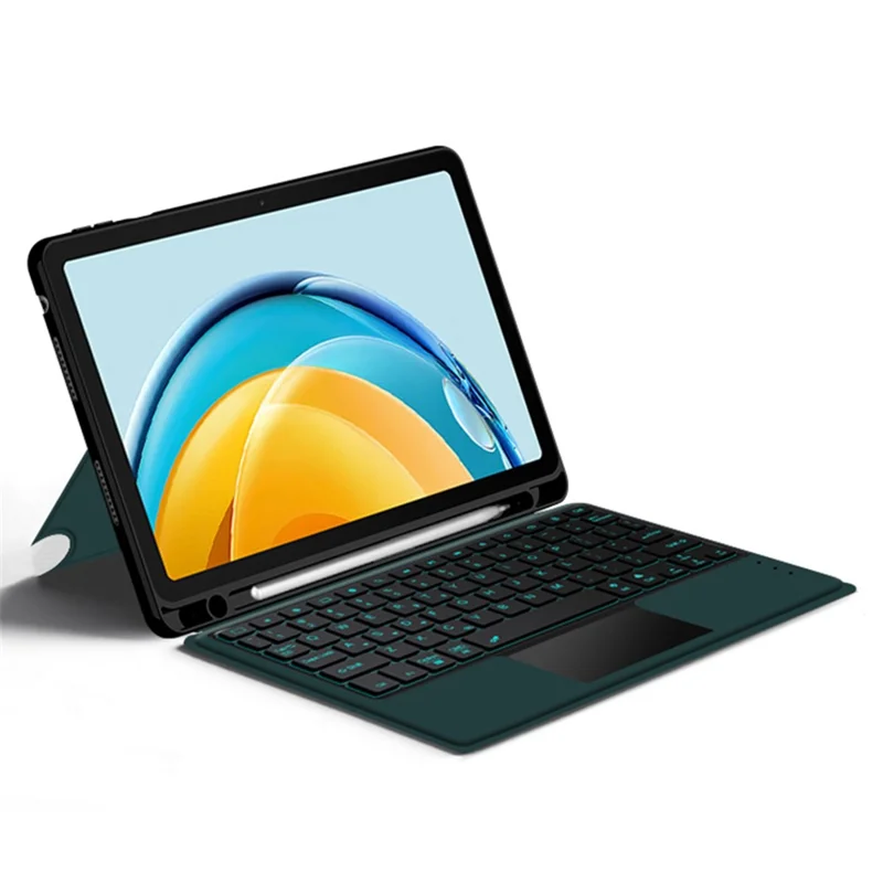 لـ Huawei MatePad SE 10.4 بوصة غطاء جلد + لوحة مفاتيح بلوتوث مع لوحة تحكم وإضاءة خلفية - أخضر