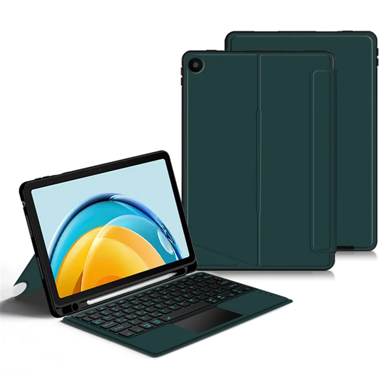 لـ Huawei MatePad SE 10.4 بوصة غطاء جلد + لوحة مفاتيح بلوتوث مع لوحة تحكم وإضاءة خلفية - أخضر