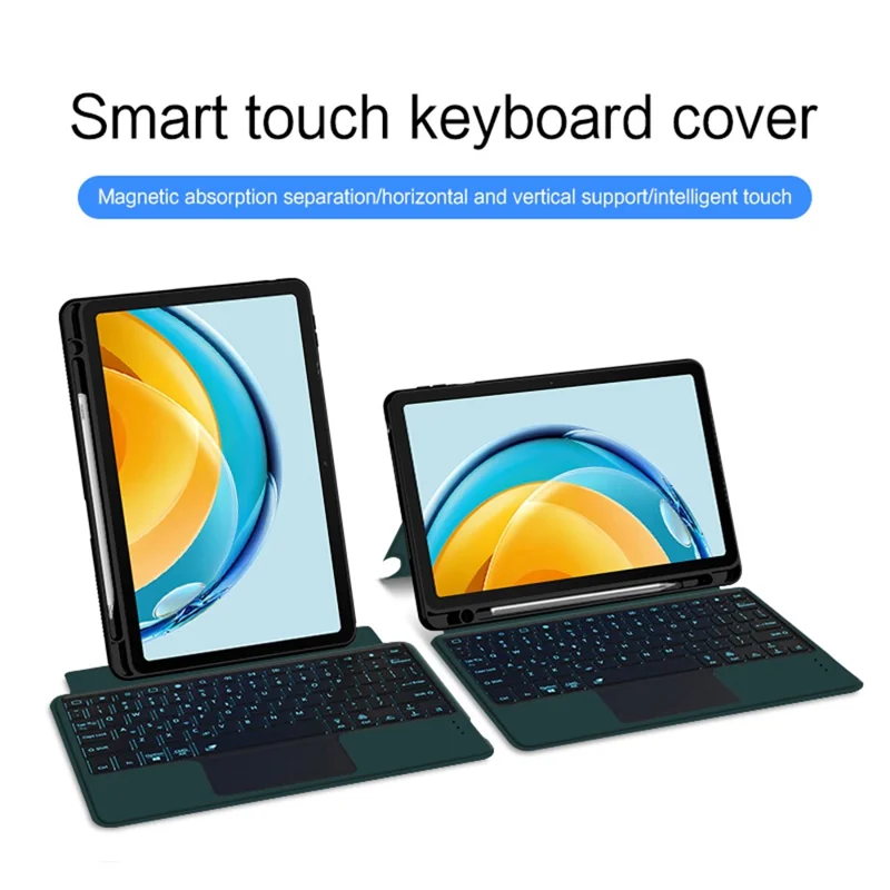 لـ Huawei MatePad SE 10.4 بوصة غطاء جلد + لوحة مفاتيح بلوتوث مع لوحة تحكم وإضاءة خلفية - أخضر