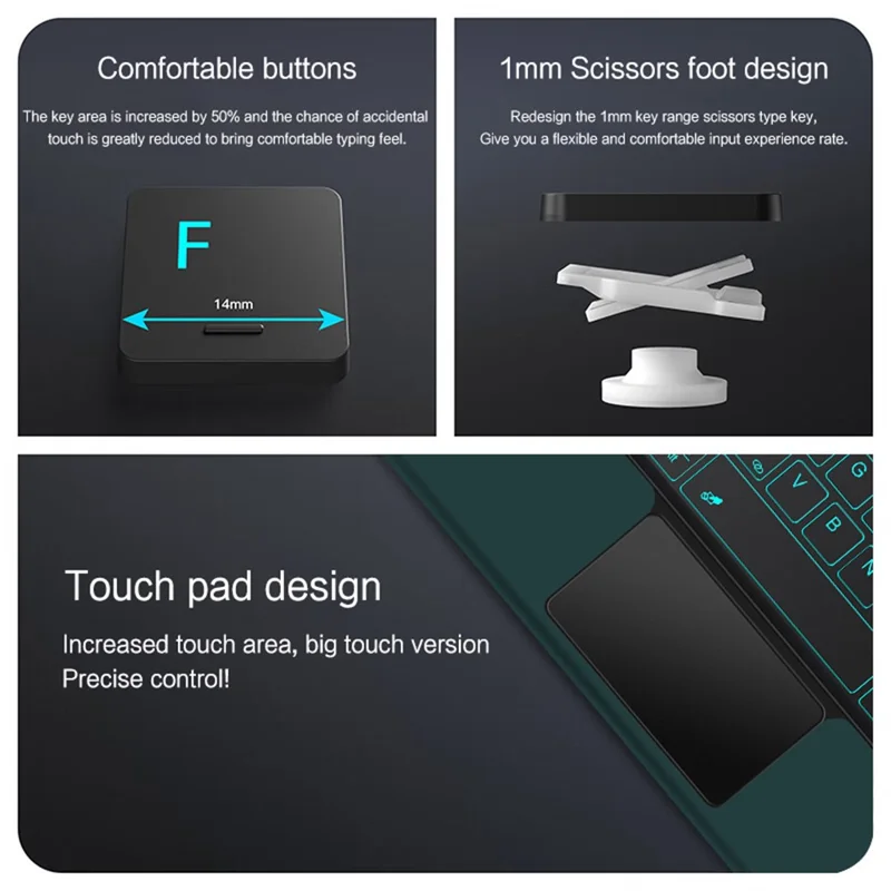 لـ Huawei MatePad SE 10.4 بوصة غطاء جلد + لوحة مفاتيح بلوتوث مع لوحة تحكم وإضاءة خلفية - أخضر