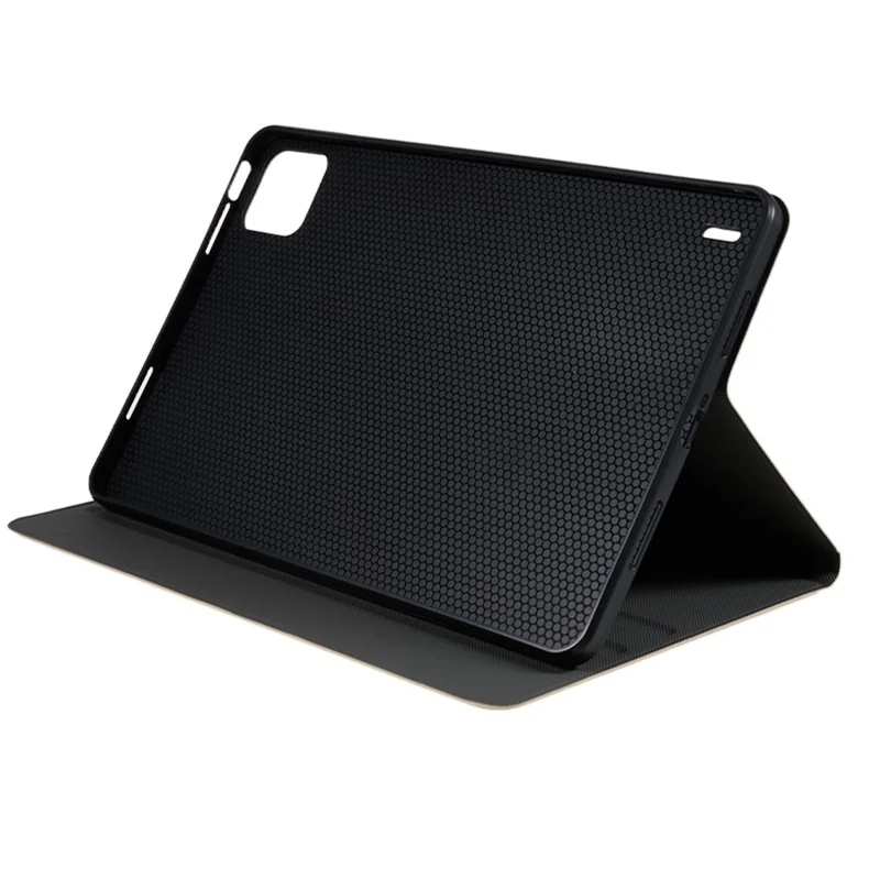 For Xiaomi Pad 6 PU Leather Drop-proof Tablet Case Folding Stand Protective Cover - Gold