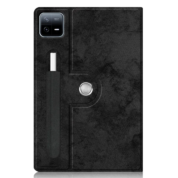Para Xiaomi Pad 6 Pro Rotary Stand Leather Case Pen Holder Design Tablet Drop-proof Cover - Negro