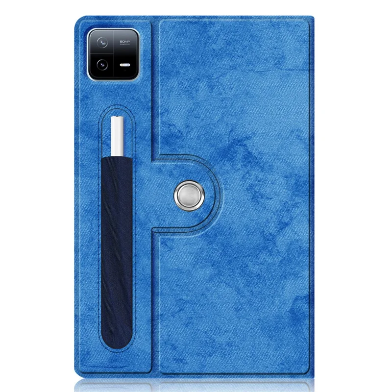 For Xiaomi Pad 6 Pro Rotary Stand Leather Case Pen Holder Design Tablet Drop-proof Cover - Blue