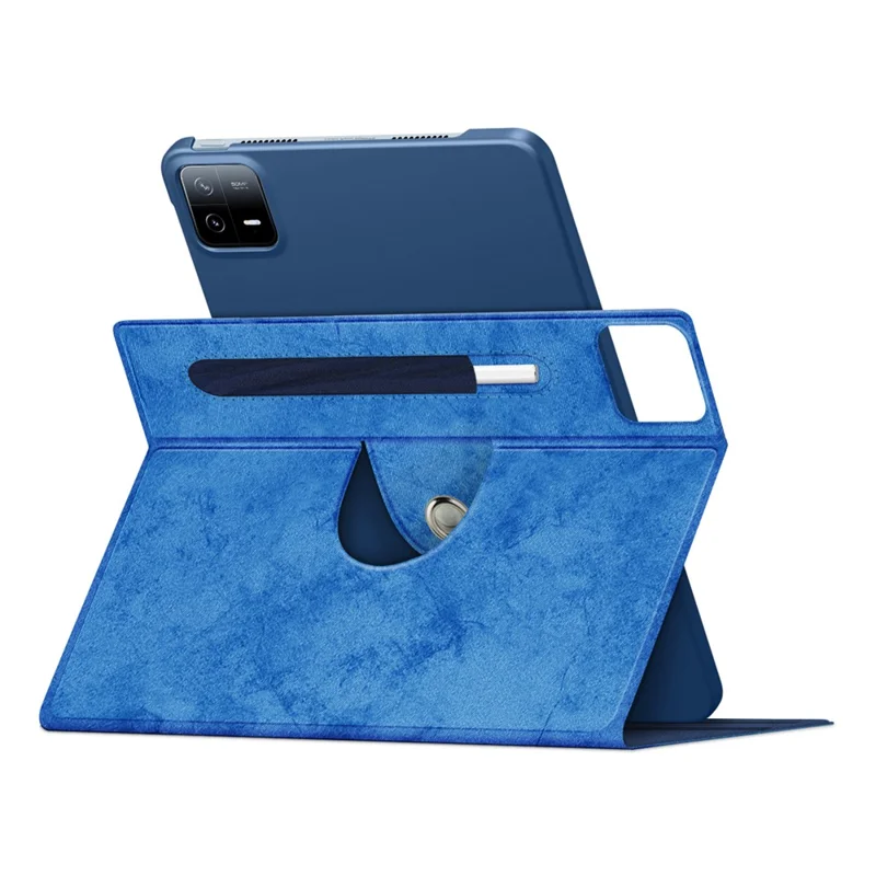 For Xiaomi Pad 6 Pro Rotary Stand Leather Case Pen Holder Design Tablet Drop-proof Cover - Blue