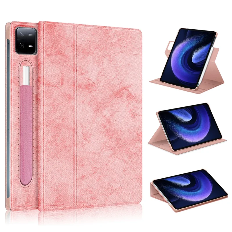 Per Xiaomi Pad 6 Pro Custodia in Pelle Rotante Supporto Porta Penna - Rosa