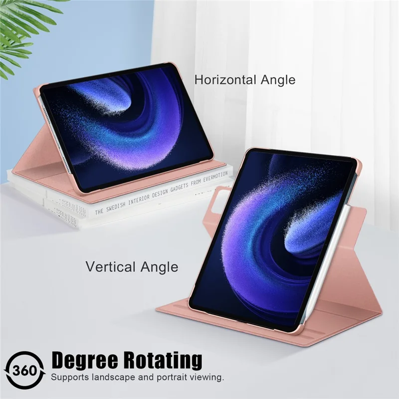 Per Xiaomi Pad 6 Pro Custodia in Pelle Rotante Supporto Porta Penna - Rosa